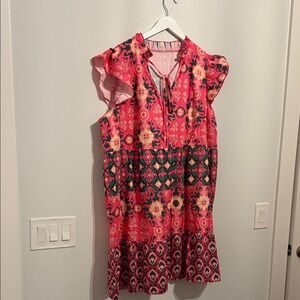 Floral Pink and Green Women's Dress
